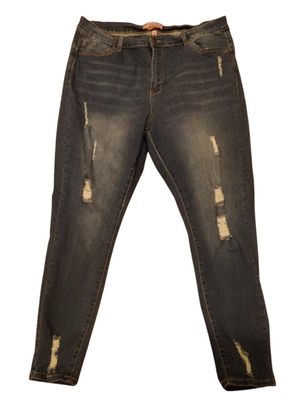 Wax Jean Women's Skinny Distressed Dark Blue Jeans Size 20